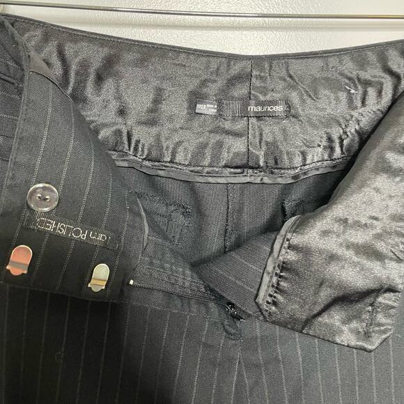 Maurices Bootcut Pants High Rise Flat Front Pinstripe Black 11 12 R Academia - Picture 8 of 14